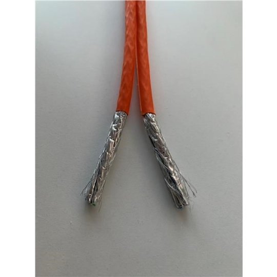 FTP TWIN kabel PlanetElite, Cat6A, drát, 4pár LS0H, Dca, oranžový, 100m