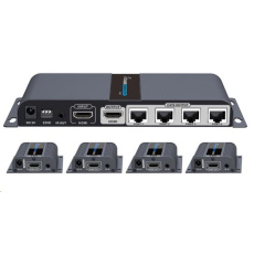 PREMIUMCORD HDMI 1-4 splitter+extender po CAT6/6a/7, FULL HD, 3D