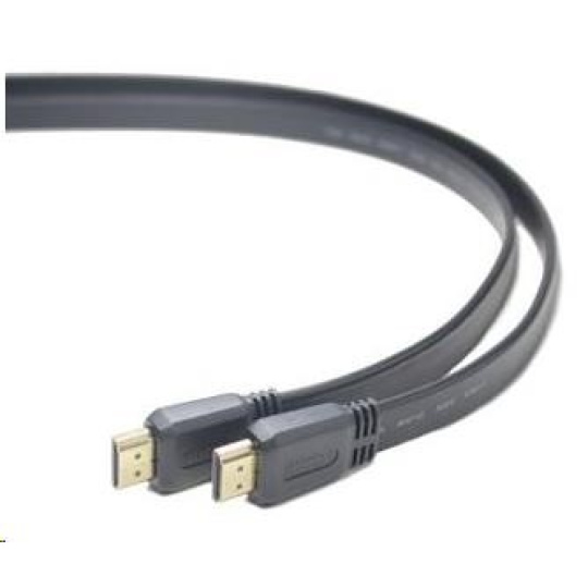 PREMIUMCORD HDMI High Speed + Ethernet plochý kabel, zlacené konektory, 5m