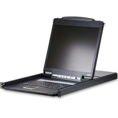 CL1316 ATEN 16-port KVM PS/2+USB, OSD, rack, 19" LCD, touchpad, klávesnice  KVM přepínač s integrovanou klávesnicí, touchpadem a LCD 19" ve skladném vysouvacím šuplíku. Vhodný do serverové místnosti, kde Vám ušetří místo. Ke KVM přepínači je možno připojit až 16 PC s rozhraním USB nebo PS/2, je montovatelný do racku. Možnost přepínač ovládat tlačítek, klávesovou zkratkou nebo přes vestavěné OSD menu.  - vestavěný 16 port KVM přepínač - vestavěný LCD 19" - kompletní klávesnice, touchpad - rozlišení LCD až 1280x1024@75 DDC2B - možnost připojit/odpojit PC bez restartu přepínače - není třeba software - přepínání pomocí hot key, tlačítka, OSD menu - auto scan mod pro zjištění připojených PC - kaskádovatelný - signalizace stavu pomocí několika LED diod - možnost připojit počítače po USB i PS/2 (řeší se kabely) - Broadcast mod - operace se realizuje na všech připojených PC najednou - včetně úchytů do racku 19" - dvou úrovňová ochrana heslem - podpora systémů Windows/Mac/Linux/Sun - černá barva  Specifikace: konektory pro vstup sdružený 15p Canon třířadý Female (je třeba použít sdružený kabel!)  Vhodné kabely: USB 2L-5202U 2L-5203U 2L-5206U  PS/2 2L-5202P 2L-5203P 2L-5206P  V balení: 1ks CL1316 KVM přepínač s držákem do racku 1ks  napájecí kabel 2ks sady kabelů KVM pro připojení počítače 1ks Firmware Upgrade kabel 1ks Rychlý návod