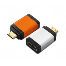 PremiumCord adaptér HDMI A - mini HDMI C (F/M), oranžová