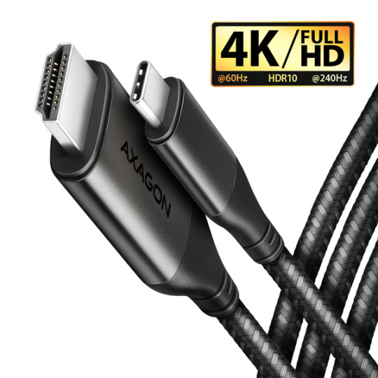 BAZAR AXAGON RVC-HI2MC, USB-C -> HDMI 2.0a redukce / kabel 1.8m, 4K/60Hz HDR10 - POŠKOZENÝ OBAL