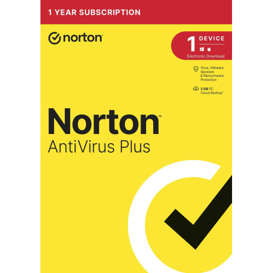 NORTON ANTIVIRUS PLUS 2GB CZ 1 uživatel pro 1 zařízení na 1 rok ESD