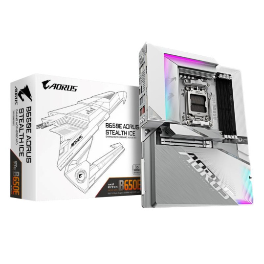 GIGABYTE MB Sc AM5 B650E AORUS STEALTH ICE, AMD B650, 4xDDR5, 2x HDMI, 1xUSB-C, WI-FI, E-ATX