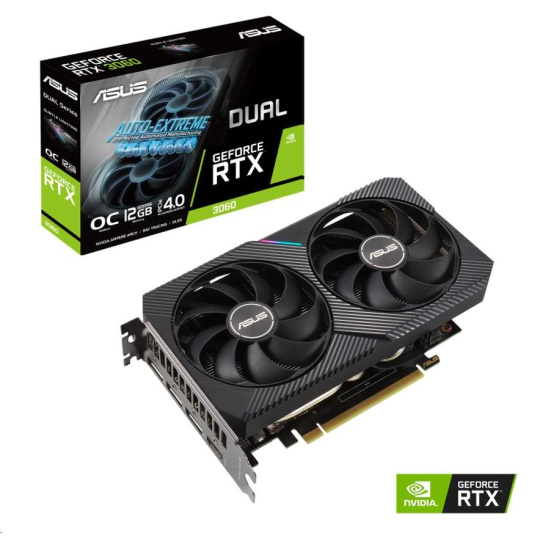 BAZAR - ASUS VGA NVIDIA GeForce RTX 3060 DUAL V2 OC 12G, 12G GDDR6, 3xDP, 1xHDMI - Po opravě (Bez příslušenství)